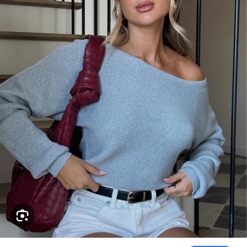White Fox Boutique Light Gray Crew Neck Sweater
